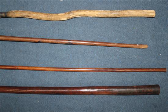 A Solomon Islands hardwood staff & 3 other items